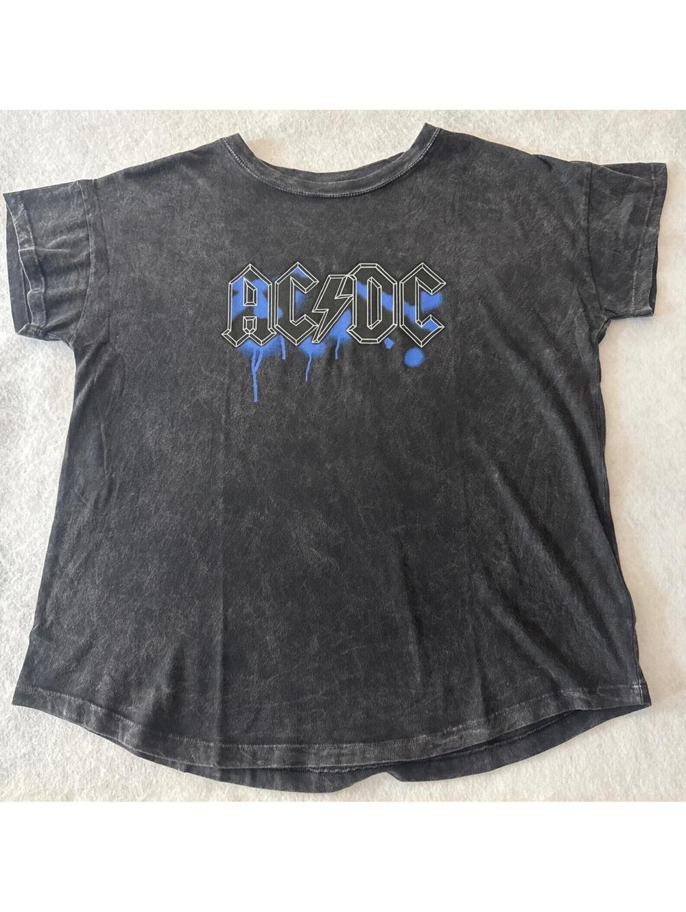 Vintage Canvas Women Medium AC/DC Band Tee Shirt  Black Acid Wash NWOT